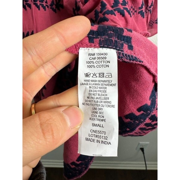 Elan Women's Clara Dress Embroidered Long Sleeve Tiered Pink Blue Size Small - Picture 6 of 9